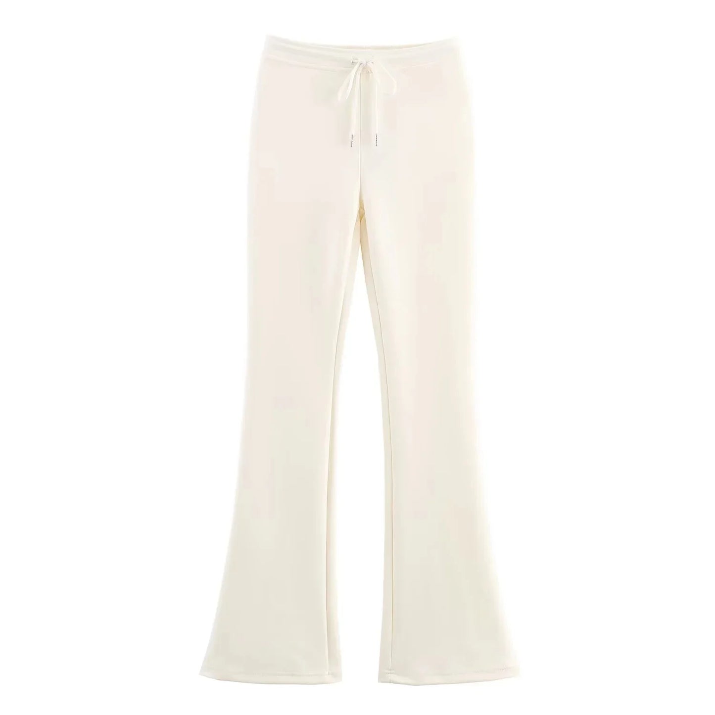 KONDALA Fall Women Elegant Pant Set Simple O-Neck Zipper Jacket, Slim Drawstring Flared Pants 2025 Spring Autumn Casual Lady Set