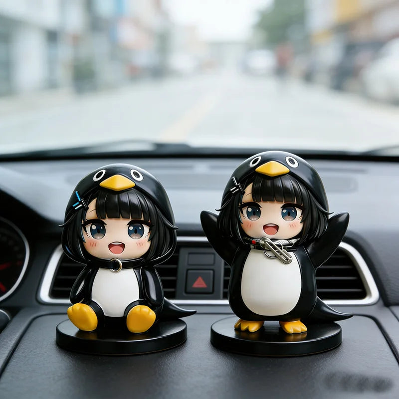Guguga Little Penguin PVC Figure Cute Car Dashboard Decor Anime Collection Birthday Gift Kawaii Office Desk Toy Home Decor