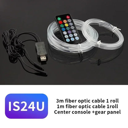 Car Environment Wire LED USB Flexible Neon Interior Lights Assembly RGB For Automotive Decoration Lighting 3M Hidden APP