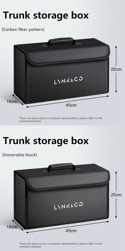 Car Trunk Storage Box Fit For LYNK&CO 01 02 03 05 06 07 08 09 10 Z10 Z20 900 2024 2025 Storage Bag Leather Car Trunk Tool Box