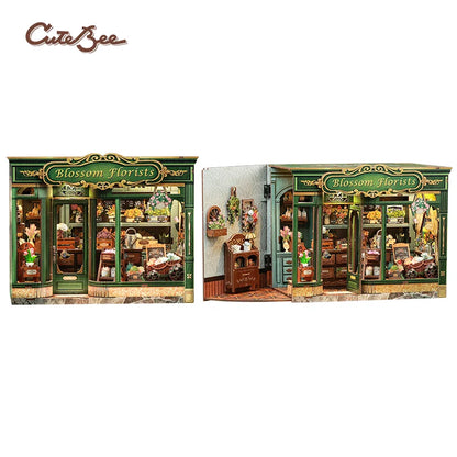 CUTEBEE Book Nook Kit 3D Wooden Puzzle DIY Bookend Insert Model Building Kit Laser Cut Precision Pieces for Home Decor Office