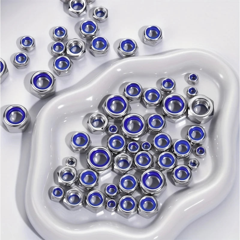 210/150pcs Stainless Steel Hex Lock Nuts, Anti-Slip Self-Locking M3-M8/M4-M6 Assortment for industrial/construction/Automotive