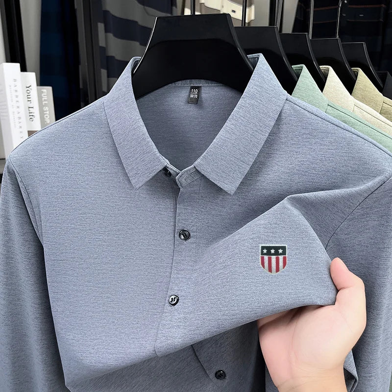 Quality New Man Long-Sleeved Shirt Lapel Single-Breasted Printing Spring Hot-Selling Shirt Leisure Fashion Trend Men's Clothing