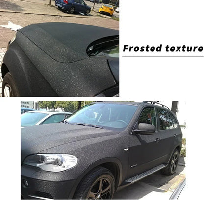 Matte Sparkle Frosted Sanding Glitter Black Vinyl Wrap Film Air Release Self Adhesive Decal Sticker Motorbike Car Wrapping