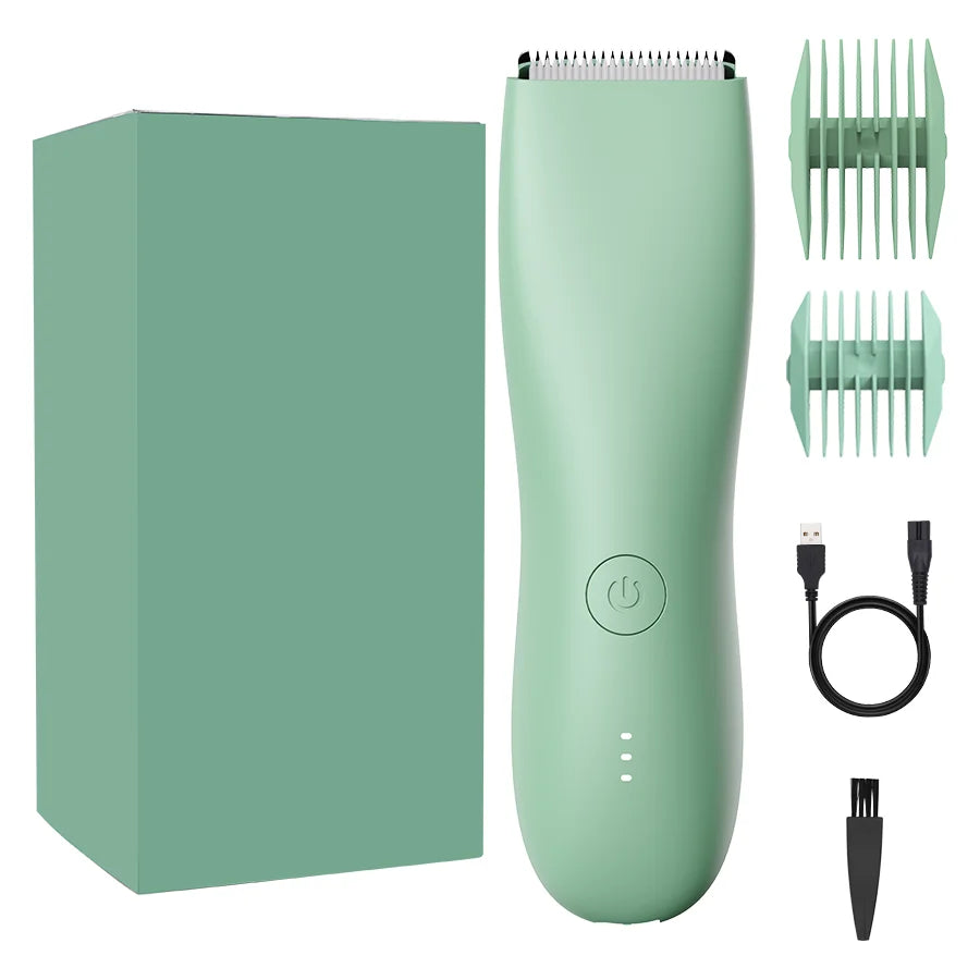 [IPX6] Men's Groin/Body Trimmer w/ SkinSafe - Foil Blades & Precision, Rechargeable Ball Shaver for Sensitive Skin