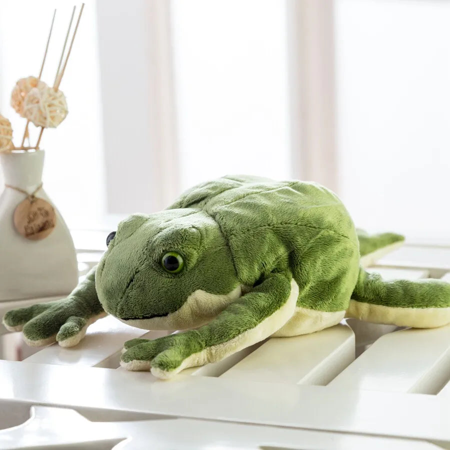 Cute Character Doll Realistic Lying Frog Plush Fluffy Toy Soft Short Plush Stuffed Animal Pillow Bedroom Home Decor Pillow Gifts