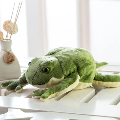 Cute Character Doll Realistic Lying Frog Plush Fluffy Toy Soft Short Plush Stuffed Animal Pillow Bedroom Home Decor Pillow Gifts