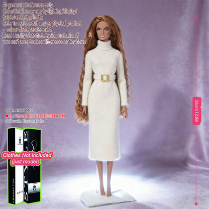 Pro-Grade 12.6in 1/6 BJD Doll - 12-Articulated Statue, Exquisite Makeup, Fluffy Hair, Desktop Ornament (No Clothing)