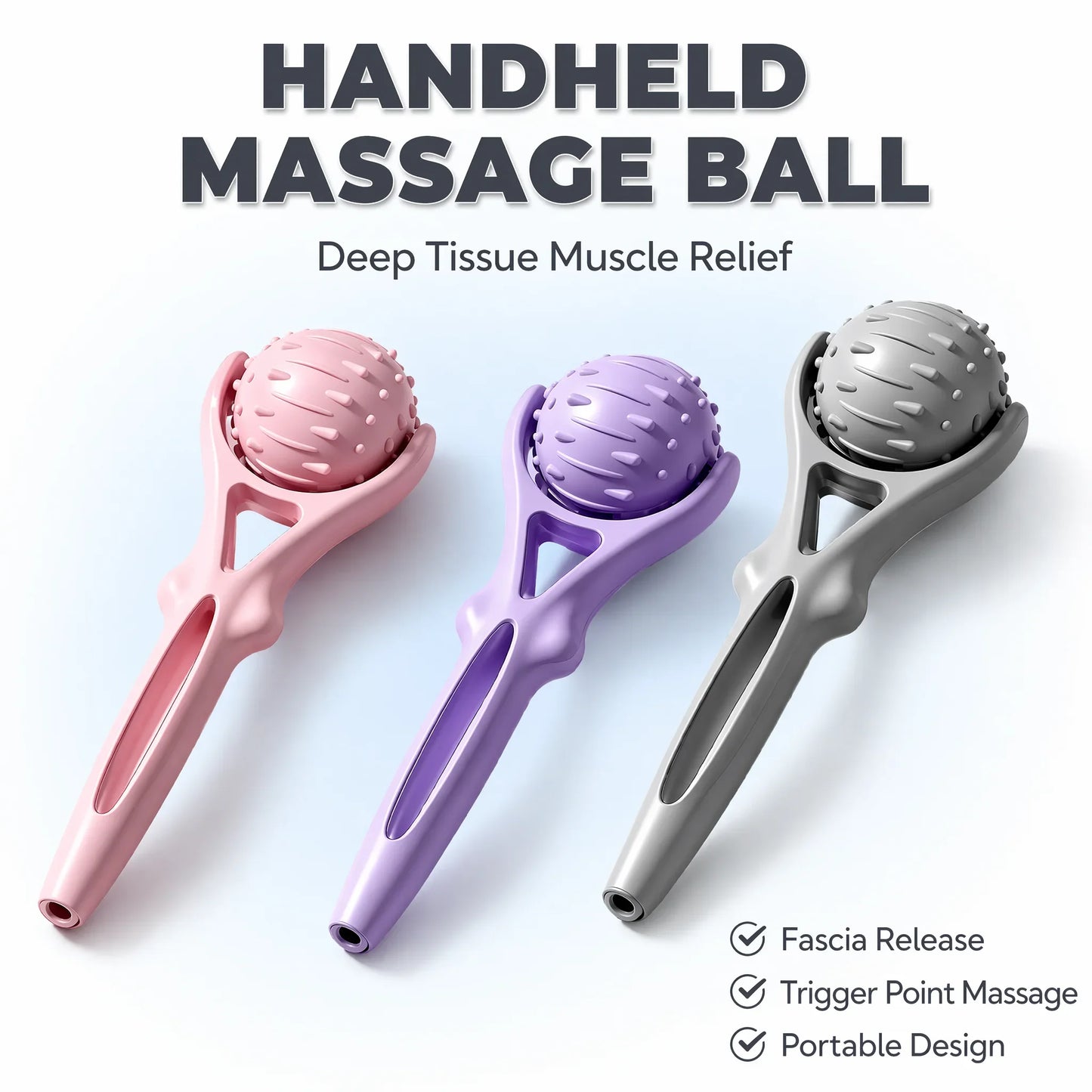Handheld Fascia Massage Ball Deep Tissue Muscle Roller Trigger Point Massager Neck Back Foot Pain Relief Recovery Tool
