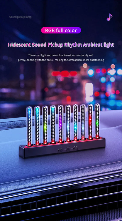 Sound Control Pickup Light Dynamic Gradient RGB Ambient Light Universal Car Air Vent Dashboard Ornament LED Interior Decor Light