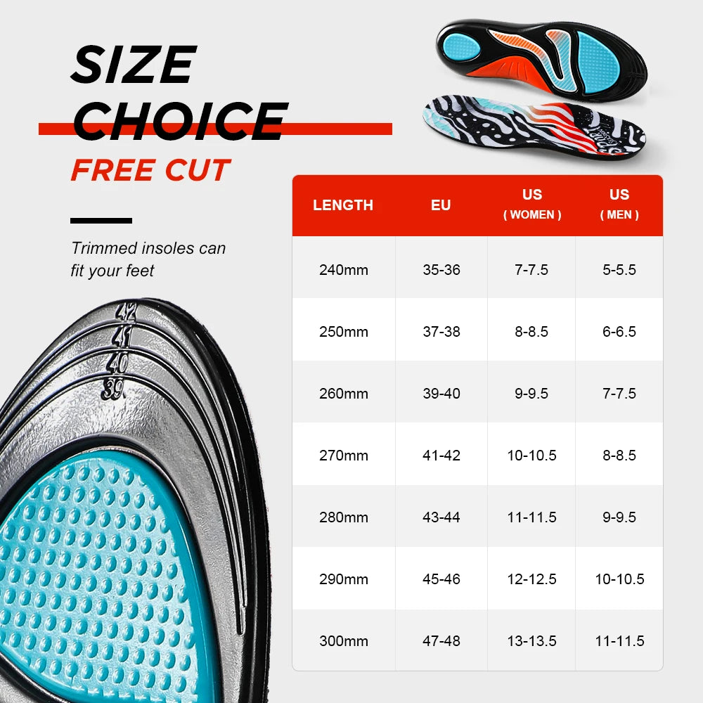 【Xxin】Sport Insole Shock Absorption Arch Support Insoles  Heel Pain Relief Shoes Pad Size 37-46