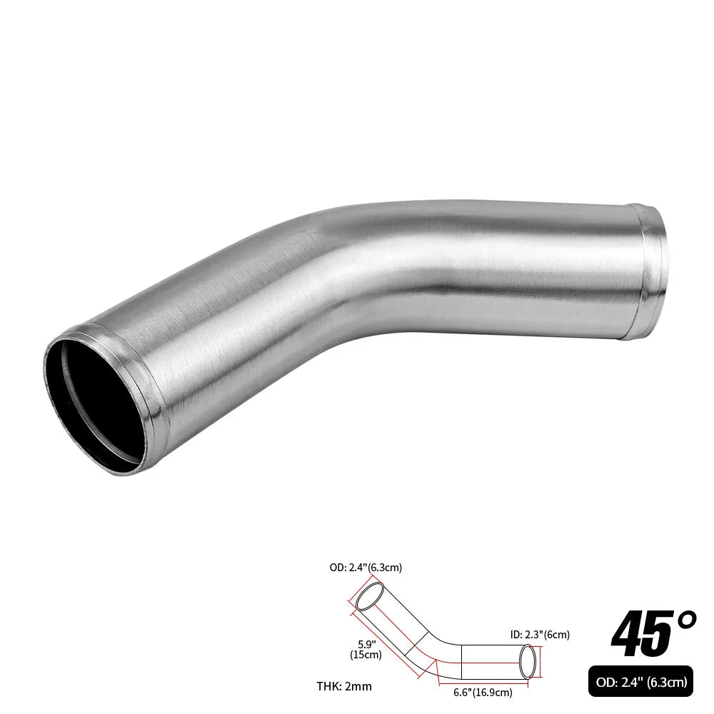 0/45/90 Degrees Type Aluminum Tube Universal 51 63 76mm 2 2.5 3inch Cold Air Intake Pipe Racing Car Turbo High Flow Silver Balck