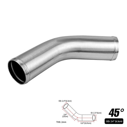 0/45/90 Degrees Type Aluminum Tube Universal 51 63 76mm 2 2.5 3inch Cold Air Intake Pipe Racing Car Turbo High Flow Silver Balck