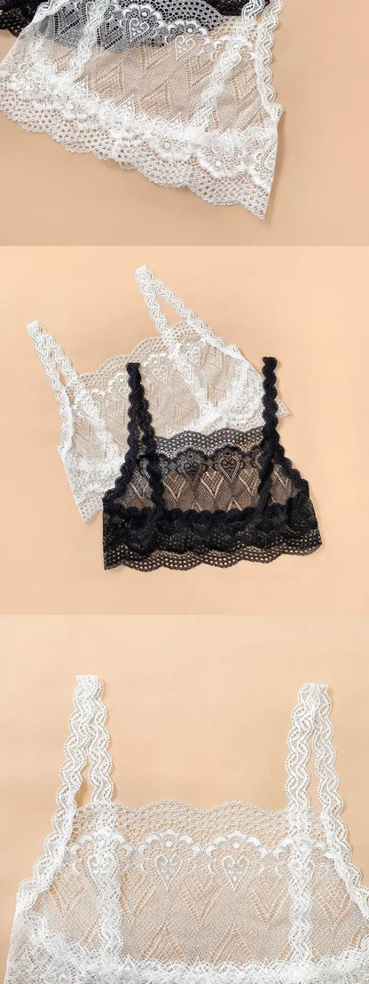 Low-Neck Lace Strap Vest Women's Sexy Backless Bralette Prevent Exposure Front Chest Back Design Short Length Casual Style
