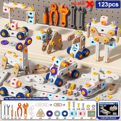 DIY Assembly Engineering Playset for Kids 215/171/147/144/123 Pieces Screwdriver Pretend Game Repair Tool Set STEM Toys for Boys