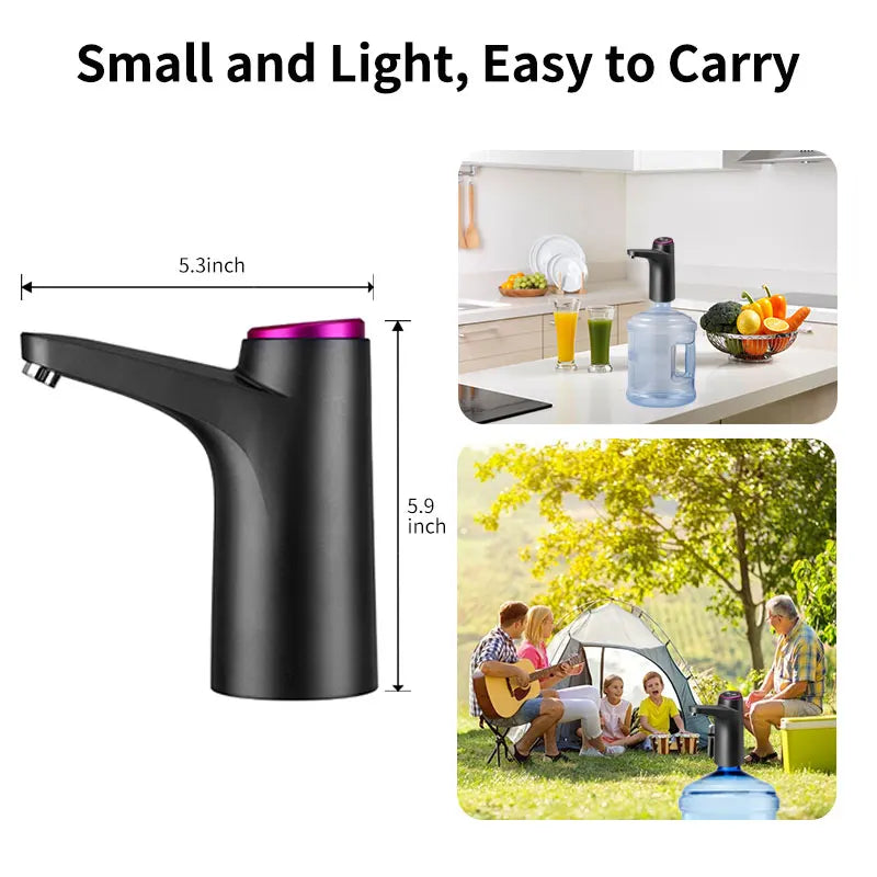HiPiCok Electric Water Dispenser with Universal Bucket Cap Water Bottle Pump USB Automatic Water Pump for any Gallon Bottle