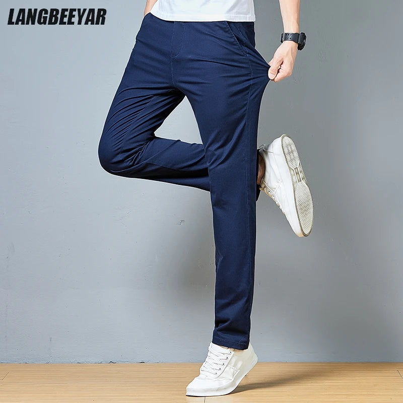 Top Grade Cotton New Brand Casual Fashion Relax Fit Long Dress Pants Korean Straight Business Trousers Office Mens Clothing 2025