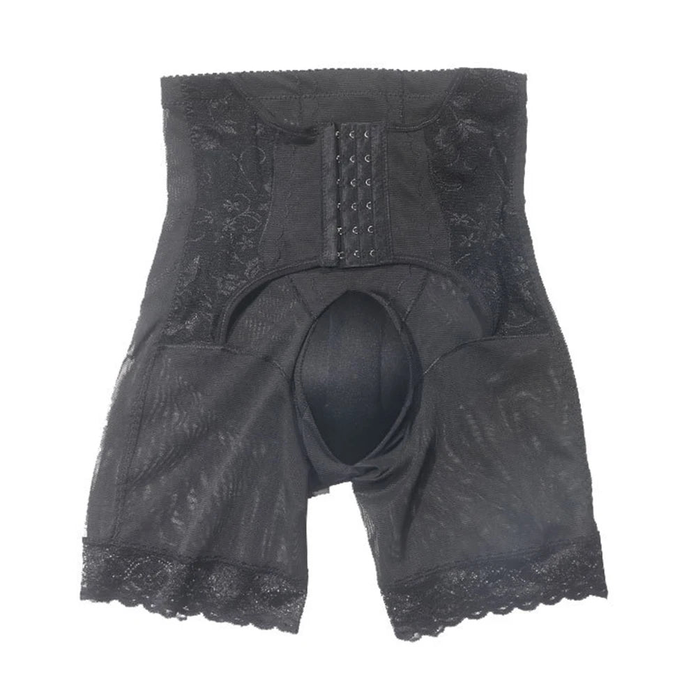 Men's Shapers Lace Button-Up Waist-Lifting Hip-Lifting See Through Panties Bulge Cup Boxers Shorts Lingerie Man Underwear