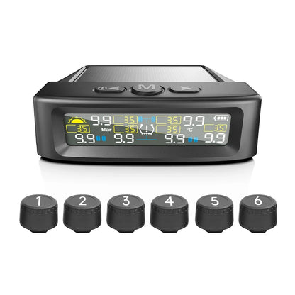 Kebidumei 6-Wheel Truck TPMS T12 Car Tire Pressure Monitoring Solar Tyre Temperature Air Leakage Alarm for Trucks/RVS/Pickup