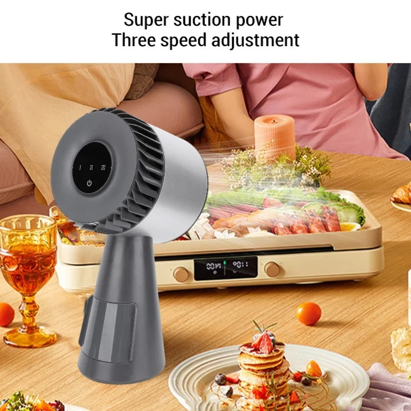 3 Speeds Quiet Desktop Kitchen Exhaust Fan Portable Range Hood Negative Ion Cooling Filter Detachable Oil Collection Box