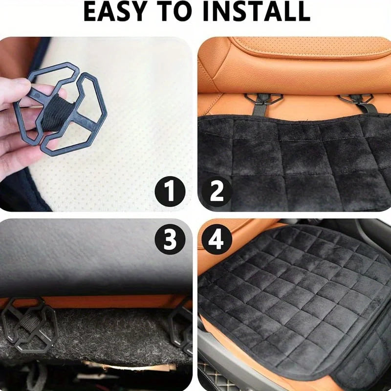 Rear Car Seat Covers Flocking Cloth Car Cushion Non Slide Checkered Winter Keep Warm Mat Pad Universal Fit Truck SUV Van