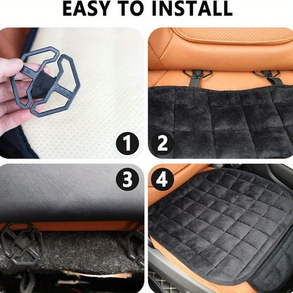Rear Car Seat Covers Flocking Cloth Car Cushion Non Slide Checkered Winter Keep Warm Mat Pad Universal Fit Truck SUV Van