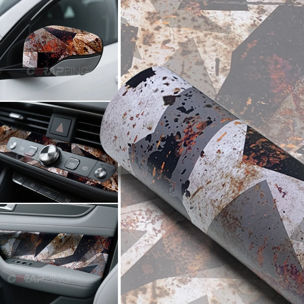 Camouflage Film Wrap Foil Car Sticker Motorcycle Stickers Vintage Rust Effect Vinyl Wrap Black Supplies Car Body Films Adhesive