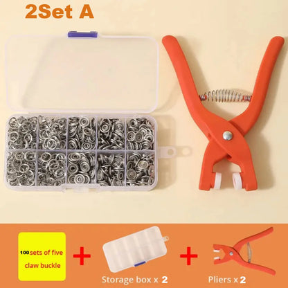 2Set Snap Button Kit With Hand Pressure Pliers 50pcs Snaps , Metal Snaps For Sewing, Sewing Snaps For DIY Crafts Clothes Hats