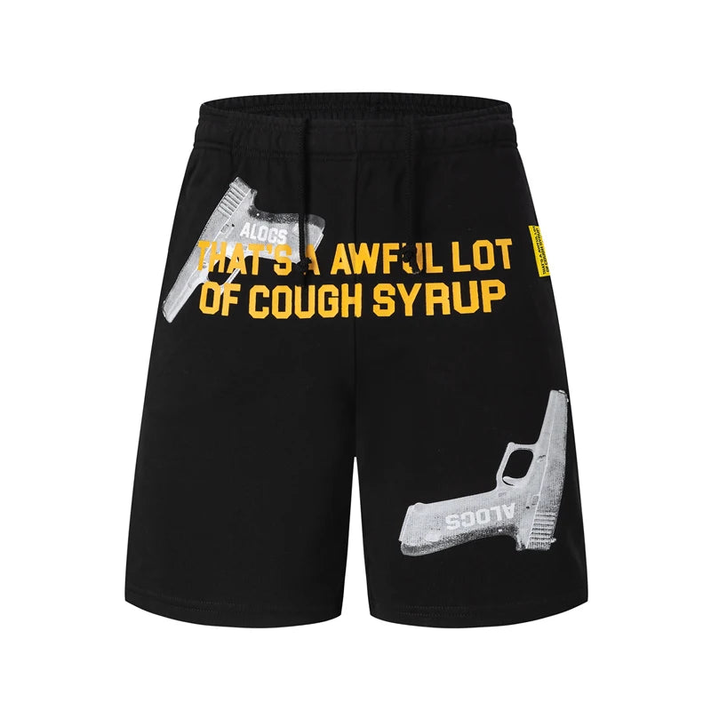 2026 New That's A Awful Lot of Cough Syrup Men's Casual Shorts Snow Mountain Print Shorts Loose Casual Beach Shorts