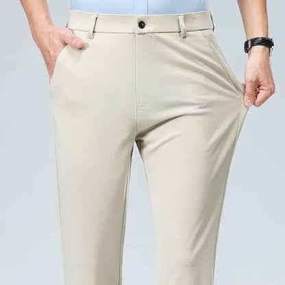 Men Suit Pants Light Thin Elastic Slim Fit Dress Pants Business Solid Casual Straight Leg Trouser Men Clothing Oversize 29-42