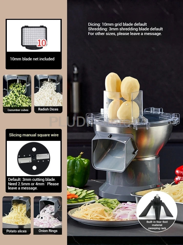 M1 Commercial Electric Vegetable Dicer Multifunctional Food Processor Compact Chives Scallion Slicer for Kitchen Restaurant Home
