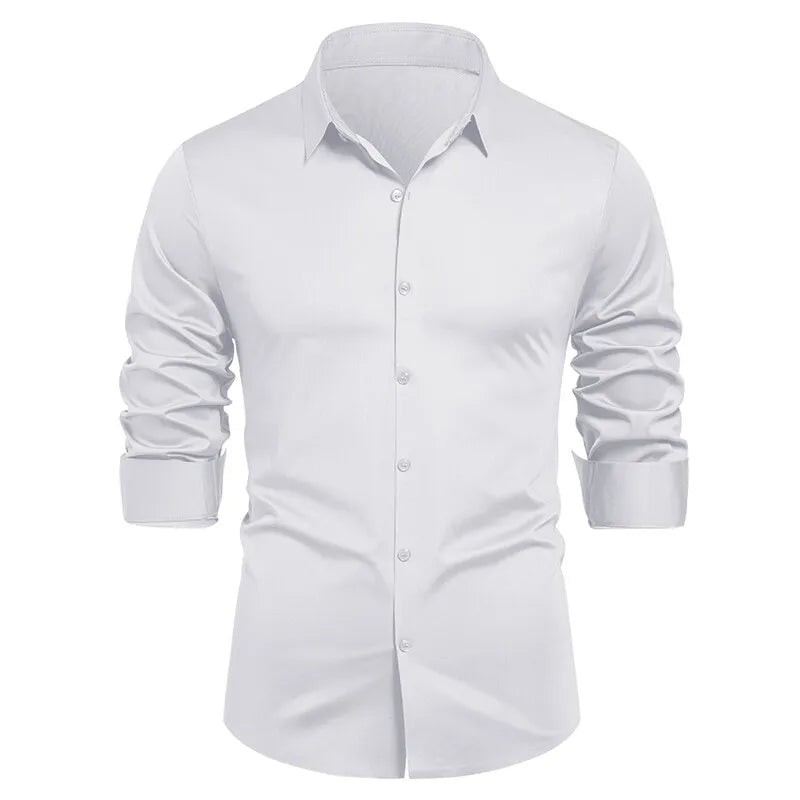 2025 Men's High Quality Shirt Solid Color Fashion Business Leisure Social Dress Ball Shirt Men's Formal Dress Slimming Shirt