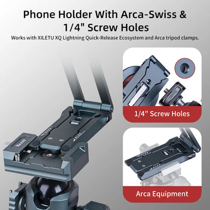 COBONE Magnetic Phone Tripod Holder Foldable Adjustable with Arca-Swiss for Phone Vlog Portable Desktop Phone Mount for Travel