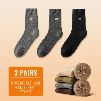MiiOW Merino Wool Socks Cold Resistant Men Winter Thicken Heated Sock Cashmere Long Sock Snow Boots Retro Brown Warm Towel Socks