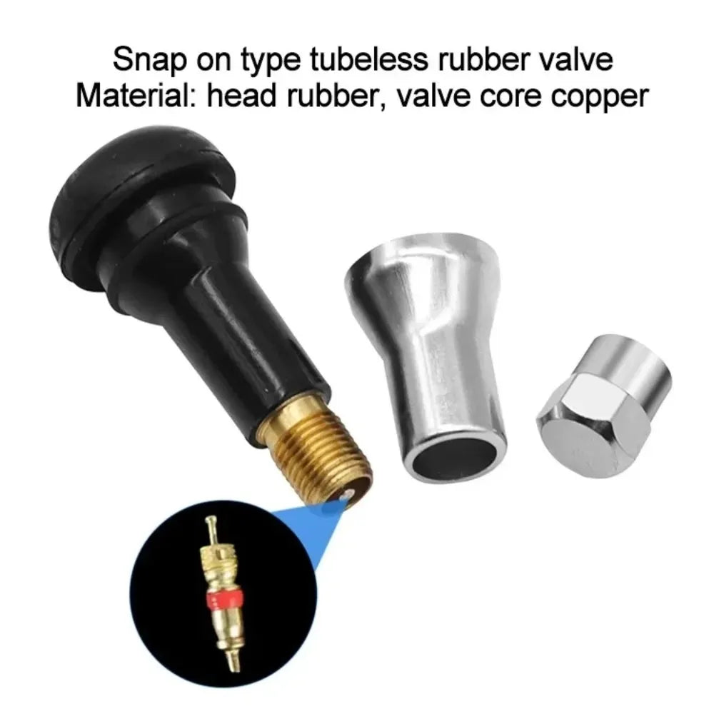 4/10/20/50Pcs Chrome Tubeless Tire Valve TR413 /414 Disc Straight Nipple Wheel Nipple Tire Valve Stems Rubber Dust Caps