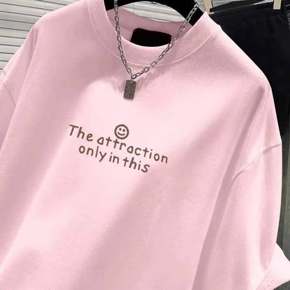 2025 European Style New Pure Cotton Short Sleeve Tshirt Women Clothing Fashion Loose Letter Print Top Office Lady Casual Y2k Tee