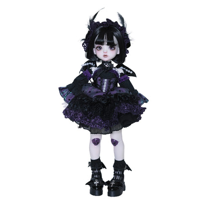ShugaFairy 1/6 BJD Doll Edith Full Set Black & Purple Little Demon with Skull Joints and Dress High Quality Anime Resin Figure