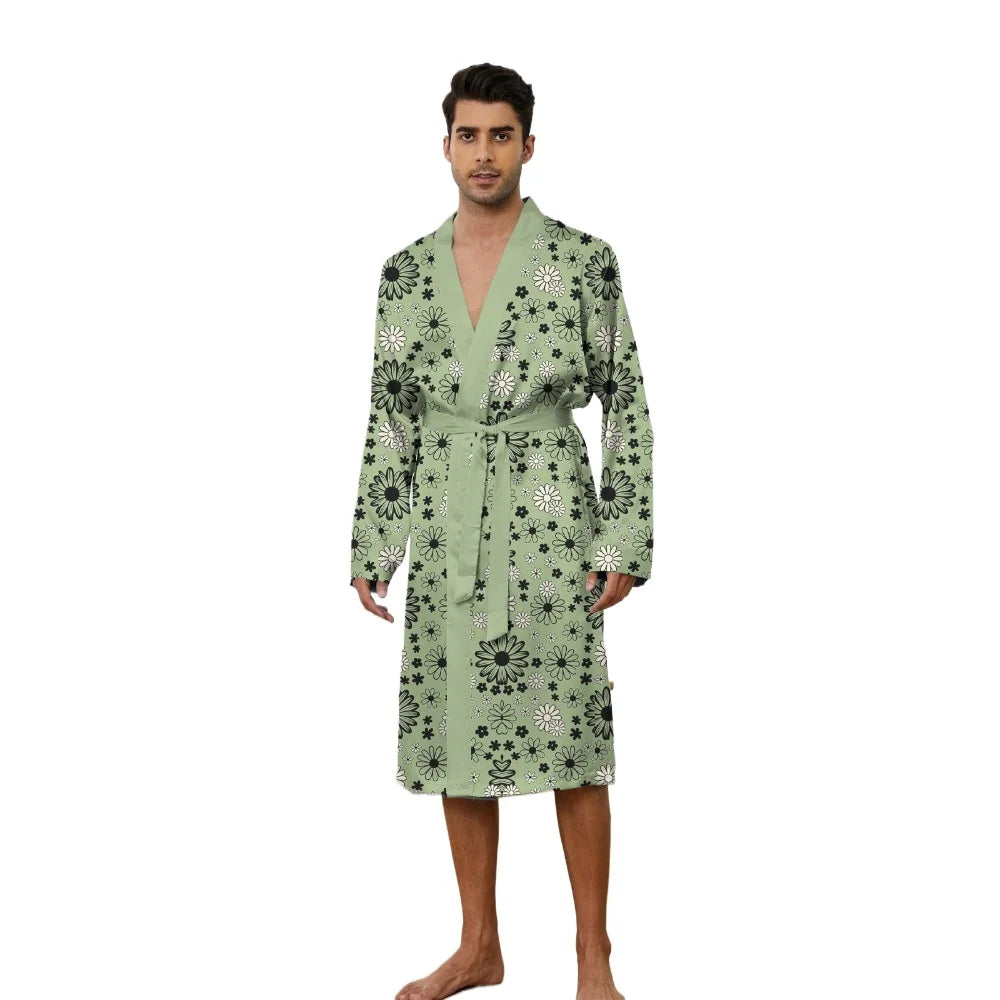 men's long robe 2025 Spring Sleepwear Bathrobe men printing a must-have for leisure and entertainment Autumn robe Funny pajamas