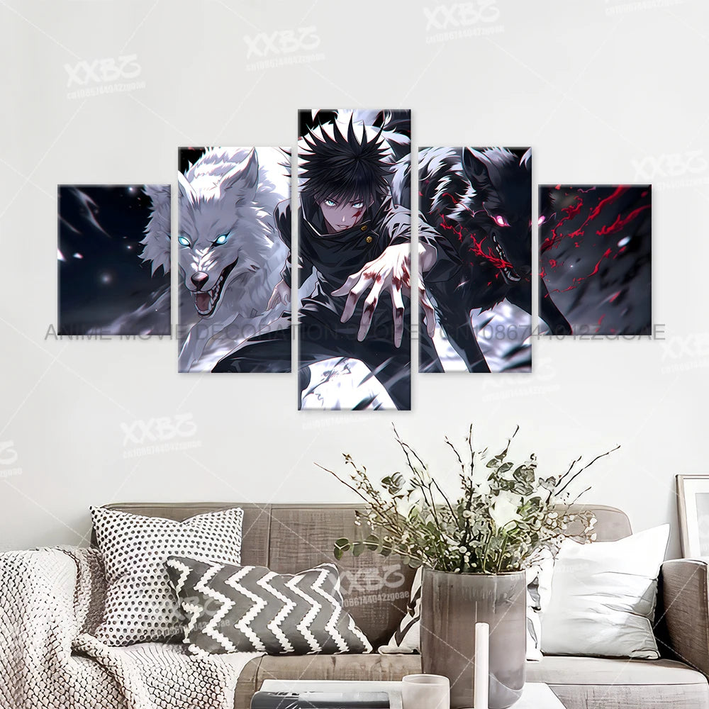 Anime Jujutsu Kaisen Character 5PCS Home Decor Canvas Paintings Pictures Wall Art Printed Poster No Frame Artwork Living Room