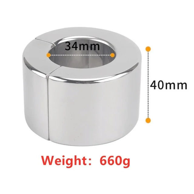 Stainless Steel Ball Stretcher Scrotum Pendant Heavy Magnetic Penis Lock Cock Ring Bondage Metal Erection Male Delay Sex Toy Man