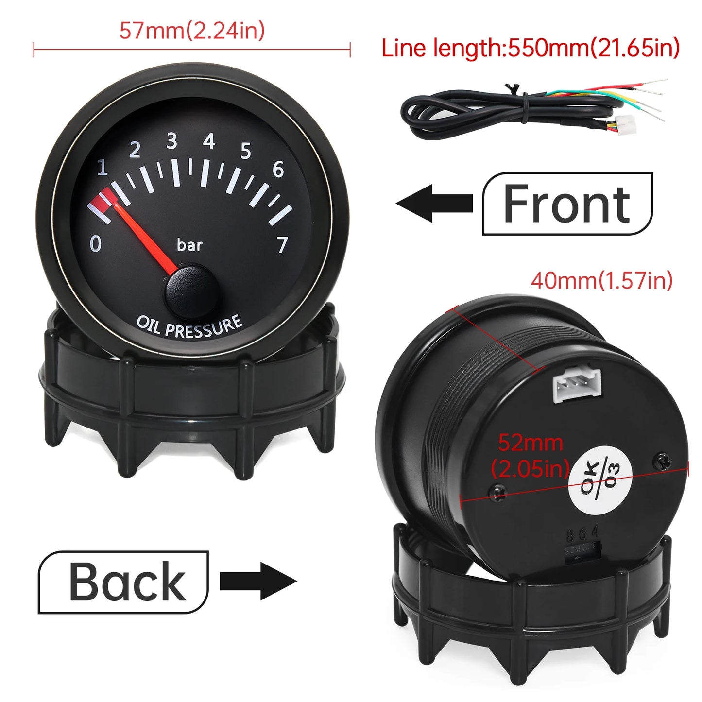 2'' 52mm Racing Car Indicator Water Temp Gauge Oil Temp Meter Voltmeter Oil Press Vacuum Boost Air Fuel Ratio EGT Instrument