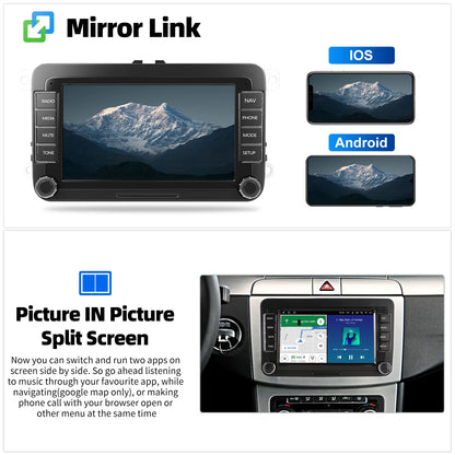 7" Car Stereo Android 14 For VW Volkswagen Jetta Passat Golf MK5 MK6 Apple Carplay GPS Navigation FM Radio WiFi SWC Head Unit BT