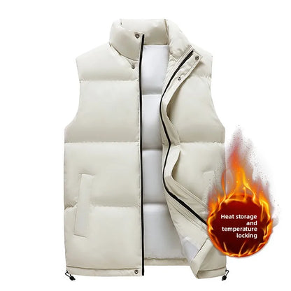 Winter Outdoor Thick Warm Solid Color Stand up Collar Loose Versatile Vest High Quality Casual Fashion Trendy Warm Heated Vest
