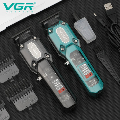 VGR V-600/V-900 Electric Hair Clipper Transparent Body Hair Trimmer LED Intelligent Digital Carving Electric Thruster Care Set