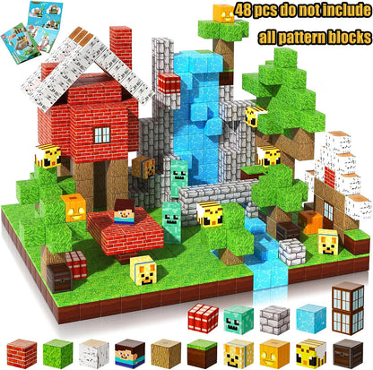 Magnetic Building Blocks New Mine World Magnetic Snow Ice Castle Construction Brick Cube STEM Boy Girl Children Toy Set Gift
