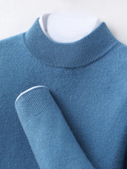 100% Pure Cashmere Men's Sweater Half High Neck Pullover Youth Business Casual Long Sleeve Jumper Spring/Autumn High-End Jacket