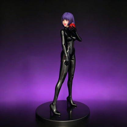 24cm Anime Girl Figure Purple Hair Elf Black Bodysuit PVC Statue Collectible Model Doll Desk Ornament Gift