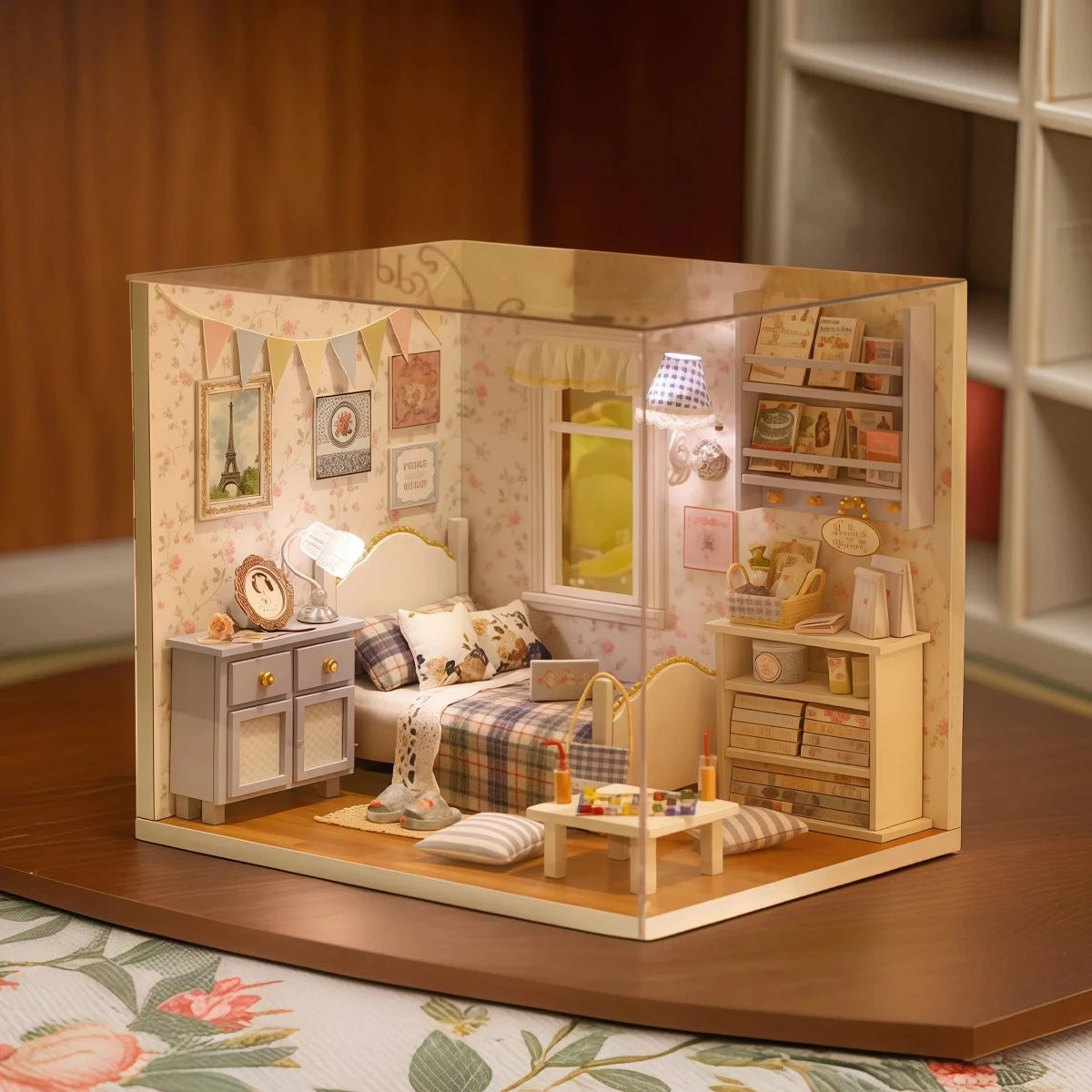 Miniature Bedroom Dollhouse Set 3D Puzzle Model DIY Handmade Toy Set, Room and Bedroom Decoration Girl Birthday Gift