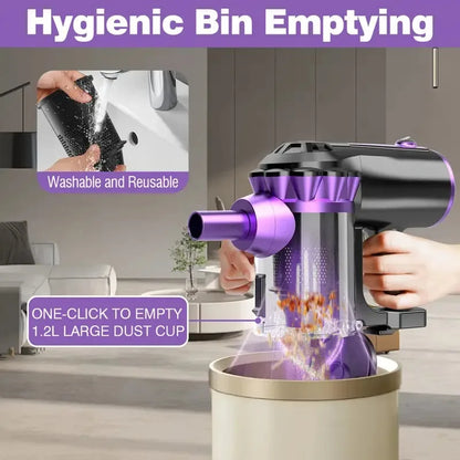 18kPa Max Handheld Vacuum, 3-in-1 Cordless Cleaner (Detachable Battery + Washable HEPA), Low Noise ≤60dB, Super Light 0.75kg