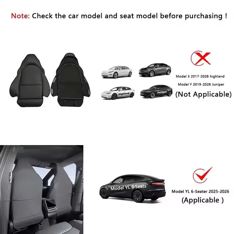 Car Seat Backrest Anti Kick Pad For Tesla Model YL Six Seats 2026 Leather Full Surround Seat Back Anti Scratch Protector Mat